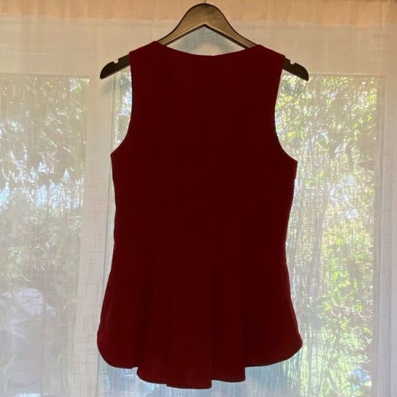 Rag & Bone Deep Red Jett Pleated Peplum Top - Picture 2 of 5
